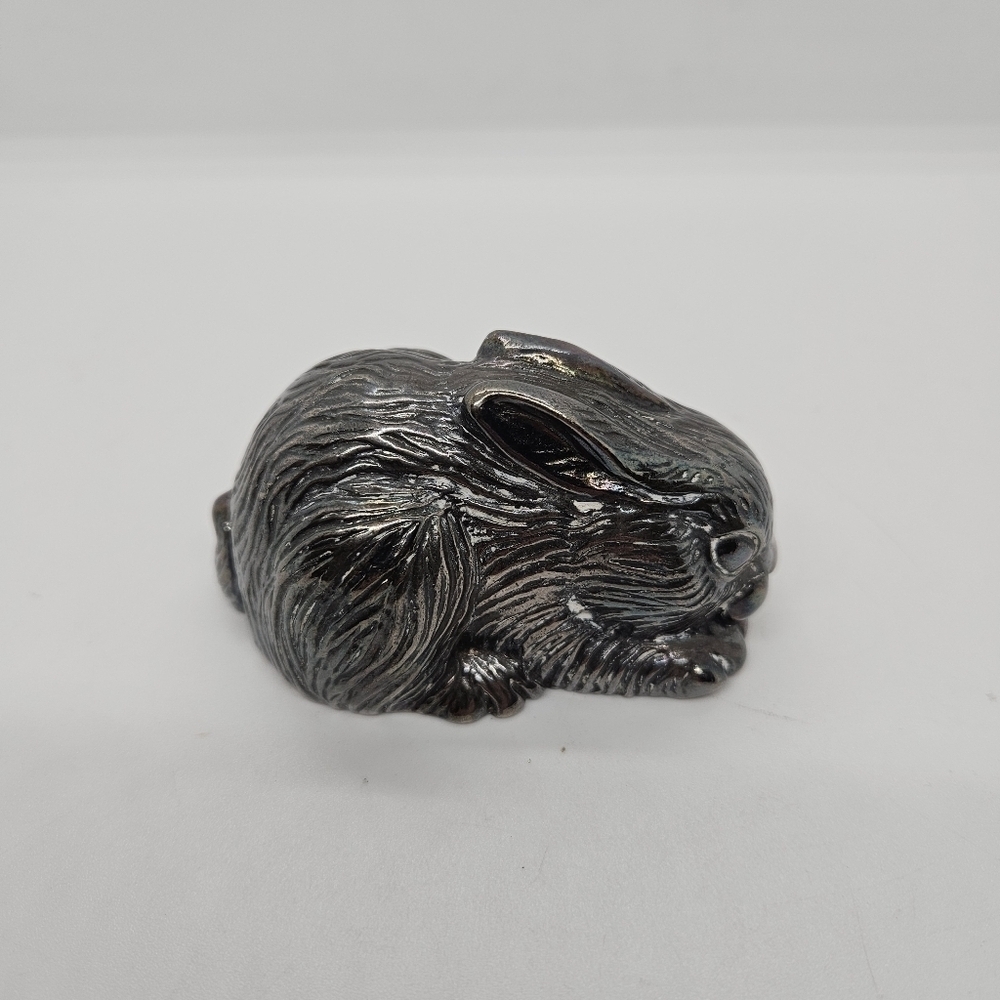 Reed & Barton silver plate rabbit music box MISSING KEY